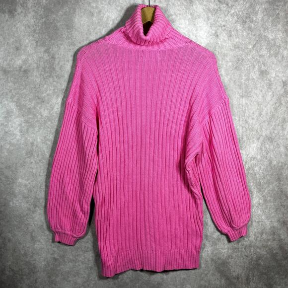 Urban Outfitters Sweaters - Urban Outfitters Turtleneck Sweater Womens Size XS Pink Rib Knit Balloon Sleeves